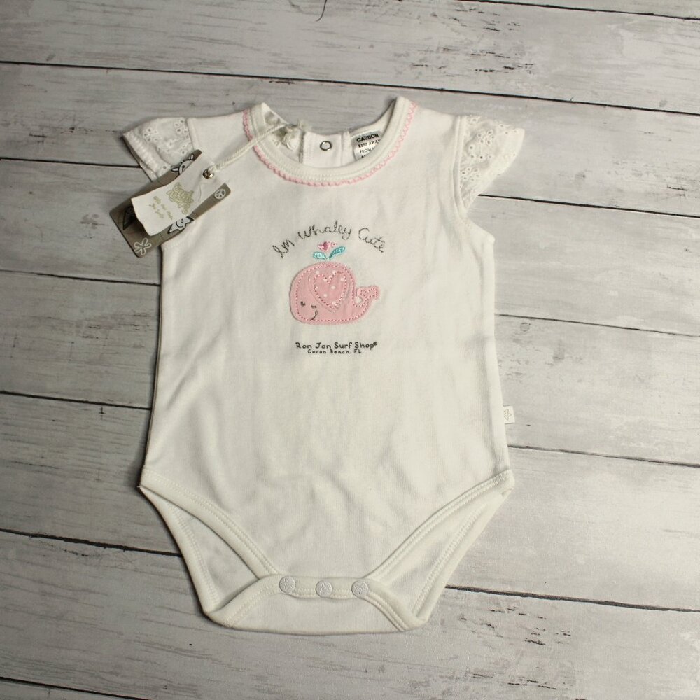 Ron Jon Surf Shop Baby's Girl's Bodysuit Top Size 3 Months Whale Eyelet